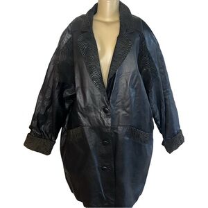Vintage 80s Fitz Wright Leather Blazer W/ Abstract Textured patches